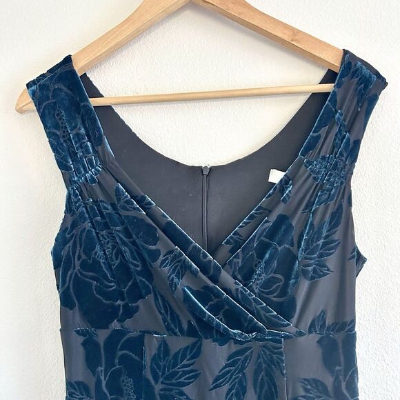 EUC Eva Rose Velvet Burnout Babydoll Dress Size M Dark Teal - Picture 4 of 16